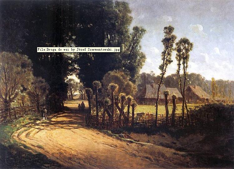 Jozef Szermentowski Cottage road Norge oil painting art